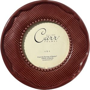 💥NEW Carr Frame Textured Round Ceramic Frame Black Velvet Back Table Top 4” x 4”